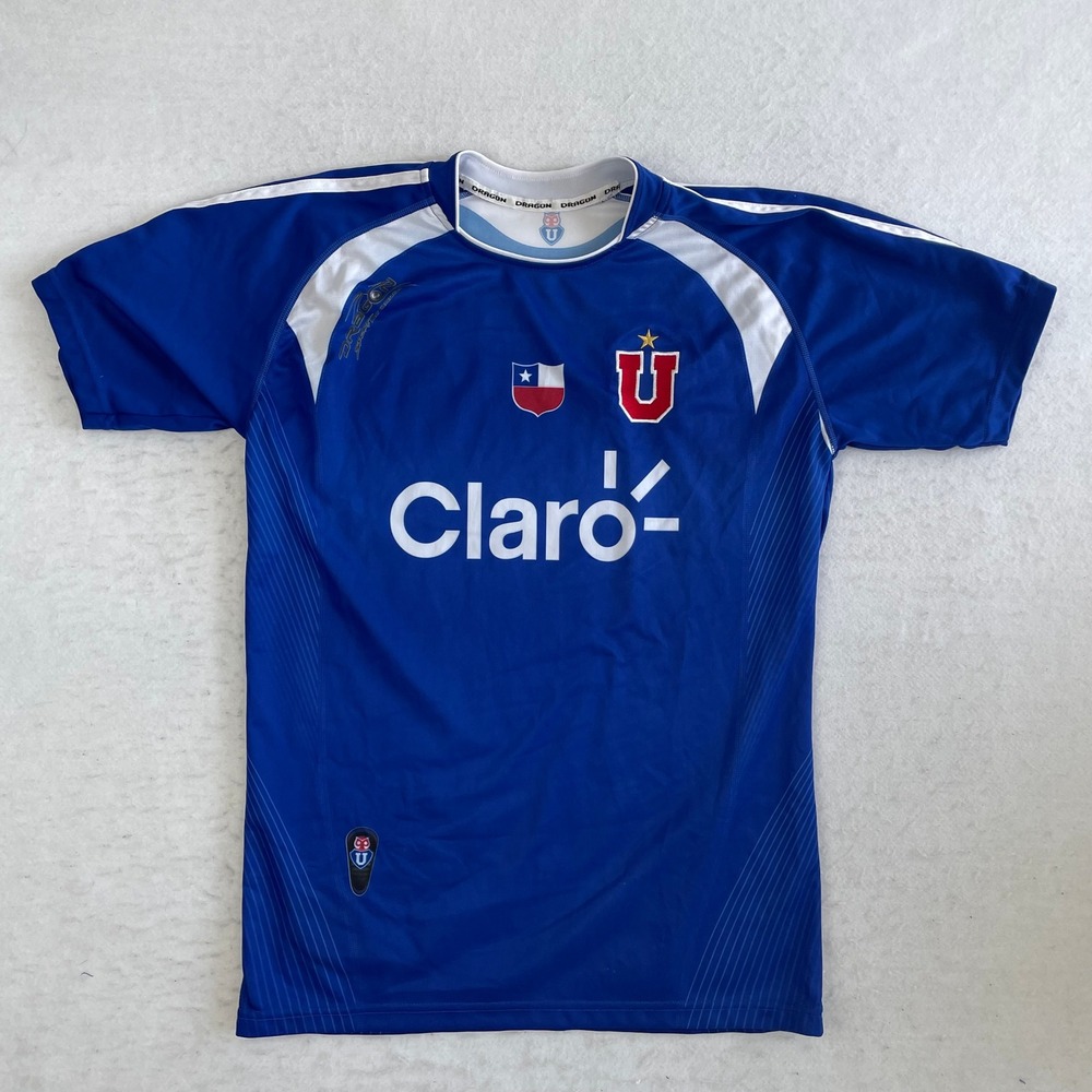 Dragon Universidad de Chile Soccer Jersey L Blue Claro‎ Sponsor Chile Flag Logo